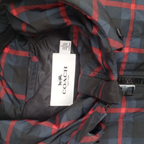 Coach Riley Duck Feather Down Plaid Hooded Puffer Vest - Picture 2 of 7